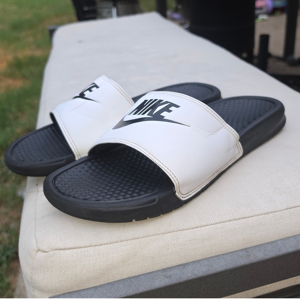 Nike Benassi JDI Slides Black White Athletic Sandals 343880-102